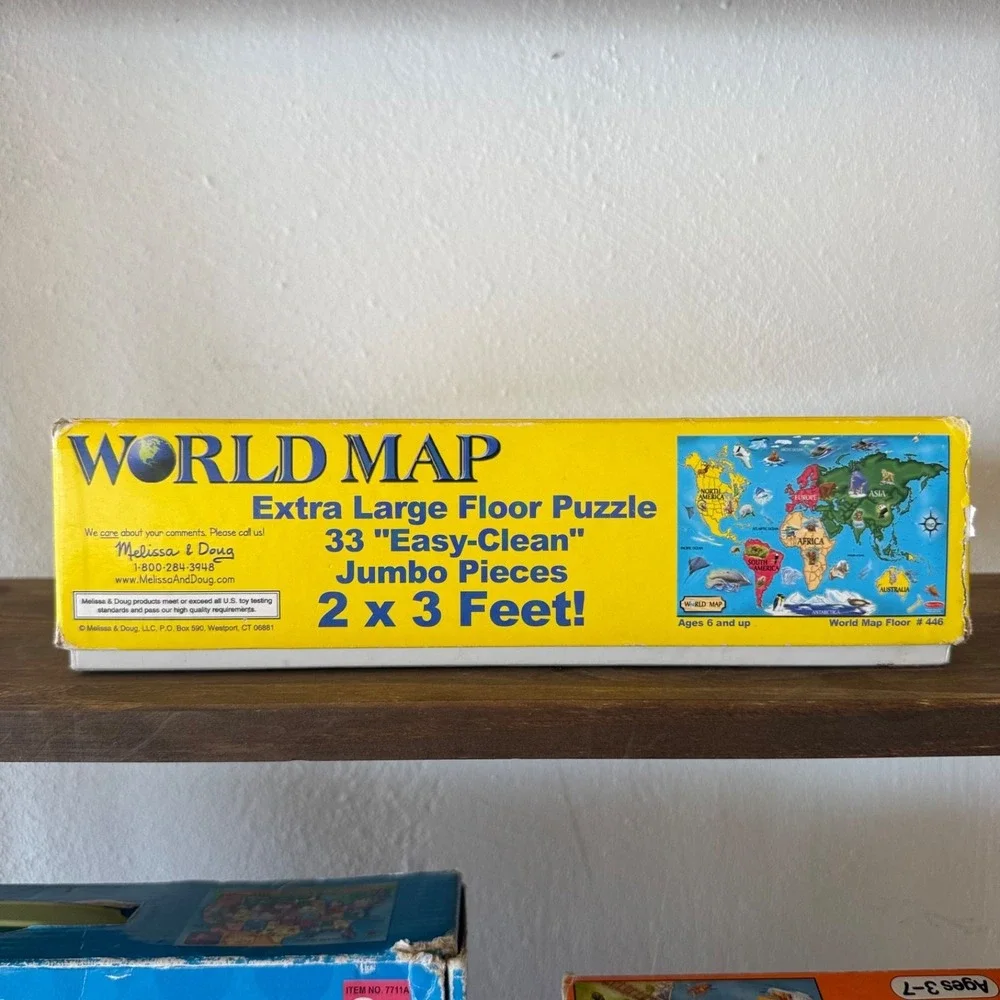 Melissa & Doug World Map Floor Puzzle 33 Pieces Jumbo 2x3Ft Complete Educational